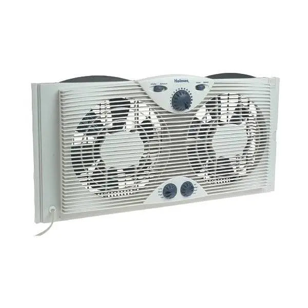 Holmes Dual-Blade Window Fan 3-Speed Thermostat Control, Fits 2437″ Windows, White Finish