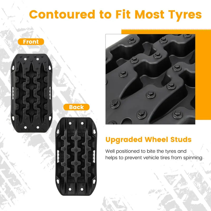Off-Road Recovery Traction Mats, Dual-Piece 4×4 Heavy-Duty Grip Tracks