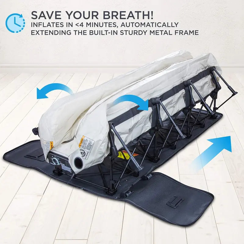 EZ-Bed King Air Mattress with Integrated Steel Frame & Rolling Case Auto-Shutoff Pump, Self-Inflating Guest Bed for Travel and Camping
