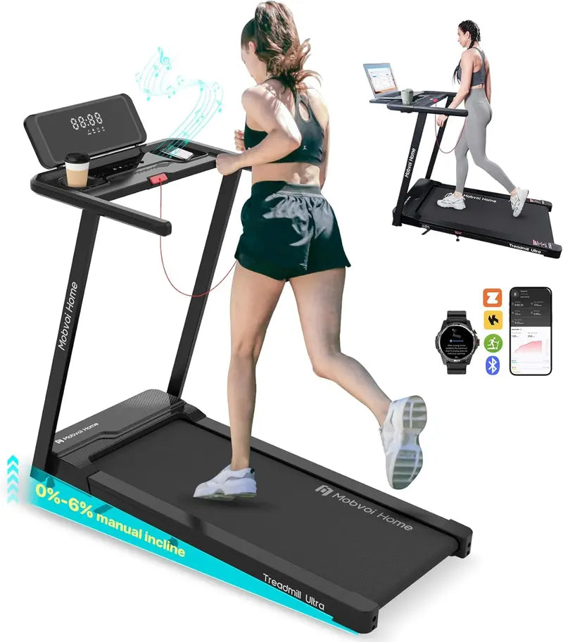 Mobvoi Ultra 3-in-1 Home Treadmill 2.5HP Walking Pad with 6% Auto-Incline, LED Display, Speaker, and Office-Friendly Design