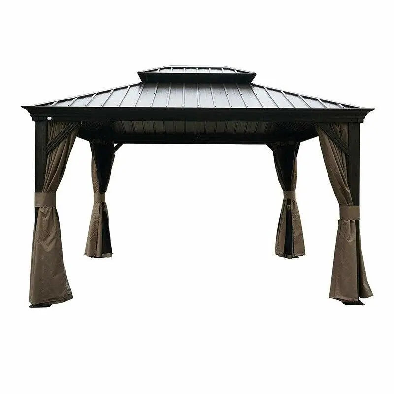 Dahlin Hardtop Aluminum Patio Gazebo — 12 ft W × 10 ft D Weather-Resistant Outdoor Shelter