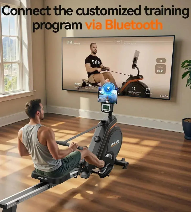YOSUDA Magnetic/Water-Resistance Rowing Machine App-Connected & Bluetooth Enabled