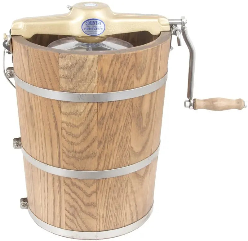 6-Quart Wooden-Tub Hand-Crank Ice Cream Maker Classic Country-Style Frozen Dessert Maker