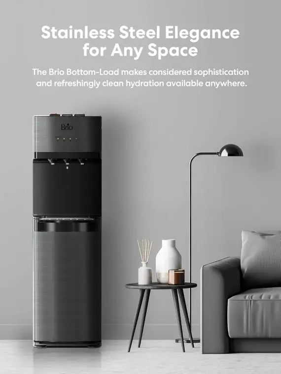 Avalon Self-Cleaning Bottom Loading Water Cooler Dispenser, Black Stainless Steel, 3 Temperature Settings