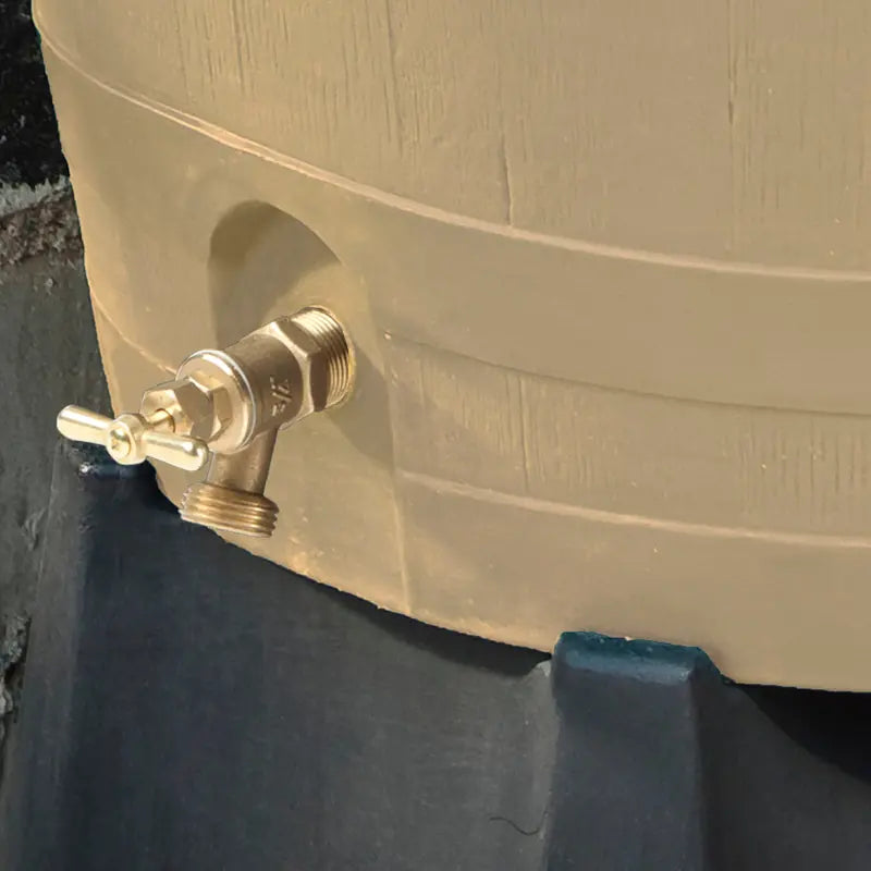 RTS Home Accents Polyethylene 50 Gallon Flat Back Brass Spigot Rain Barrel, Oak Color