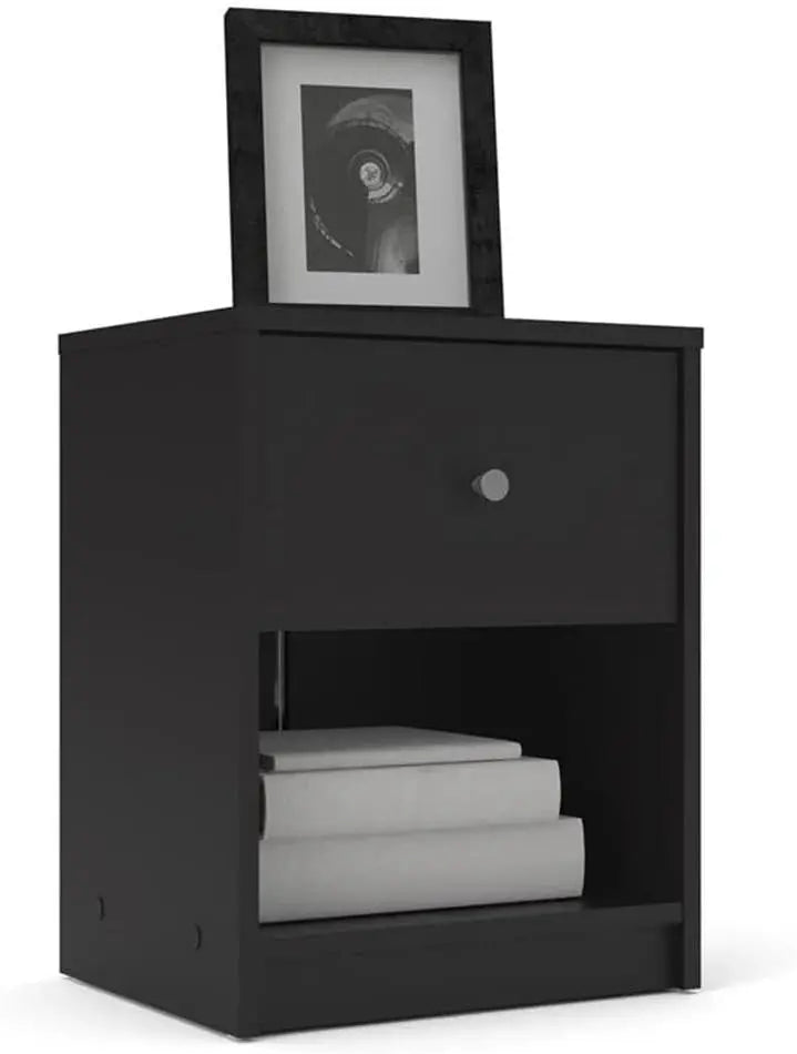 Scandinavian-Inspired 3-Piece Bedroom Set Engineered Wood Chest, Dresser & Nightstand in Black