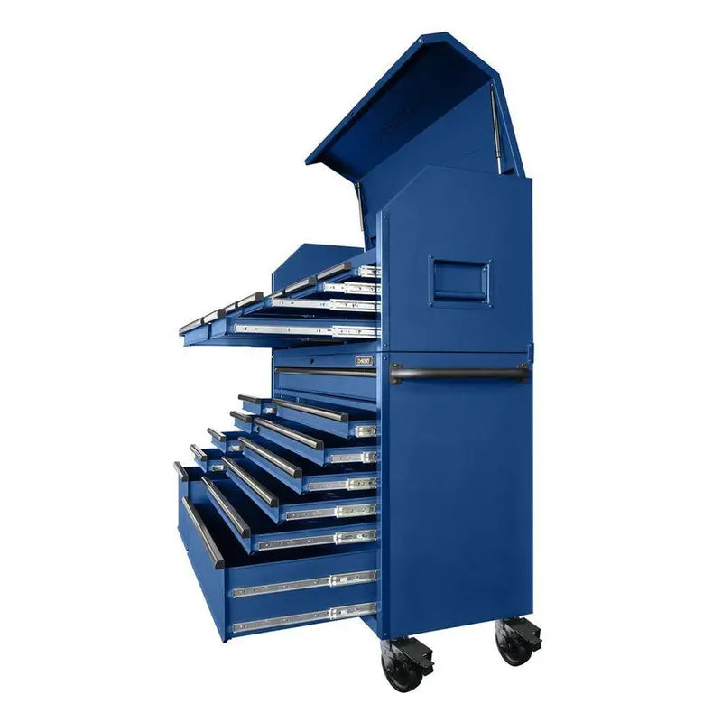 23-Drawer Heavy-Duty Rolling Tool Chest & Cabinet Set 56-Inch Wide Matte Blue Professional Storage System