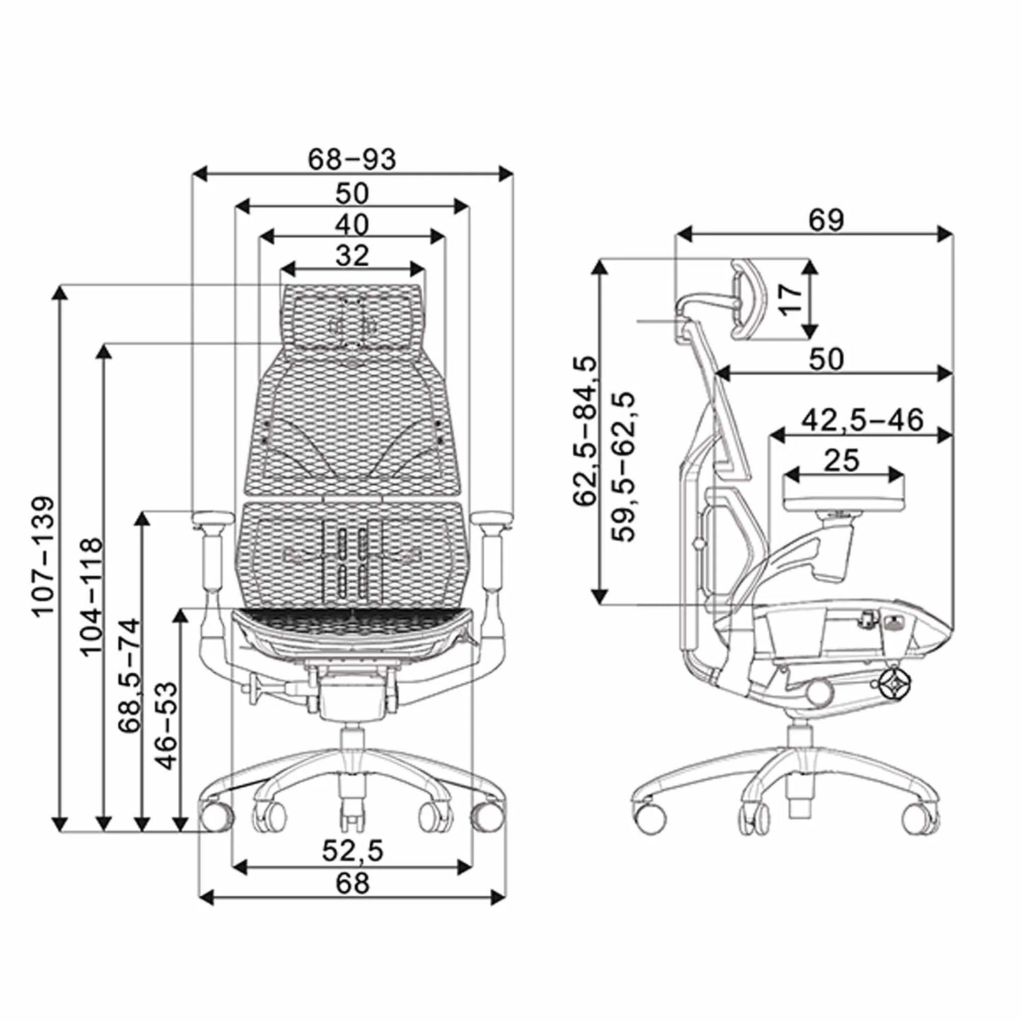 Chaise ergonomique de bureau - AURA PREMIUM Noire en mousse et maille