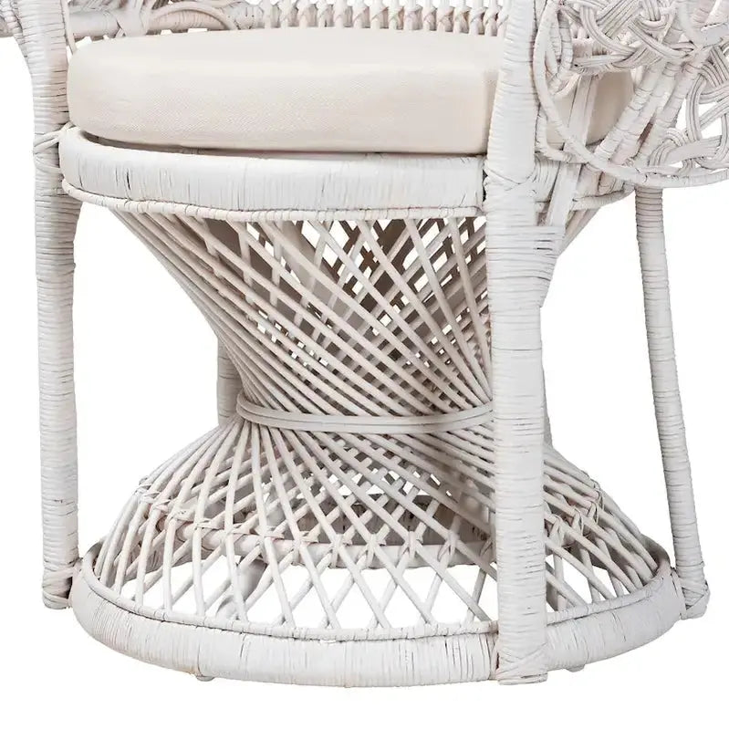 Boho-Style White Rattan Peacock Chair Handcrafted Kallima Design