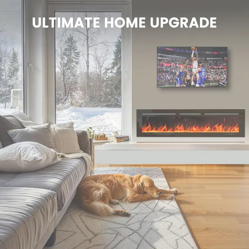 50″ Ultra-Slim Smart Electric Fireplace 5300 BTU Heat Output, Wall-Mount or Built-In Option