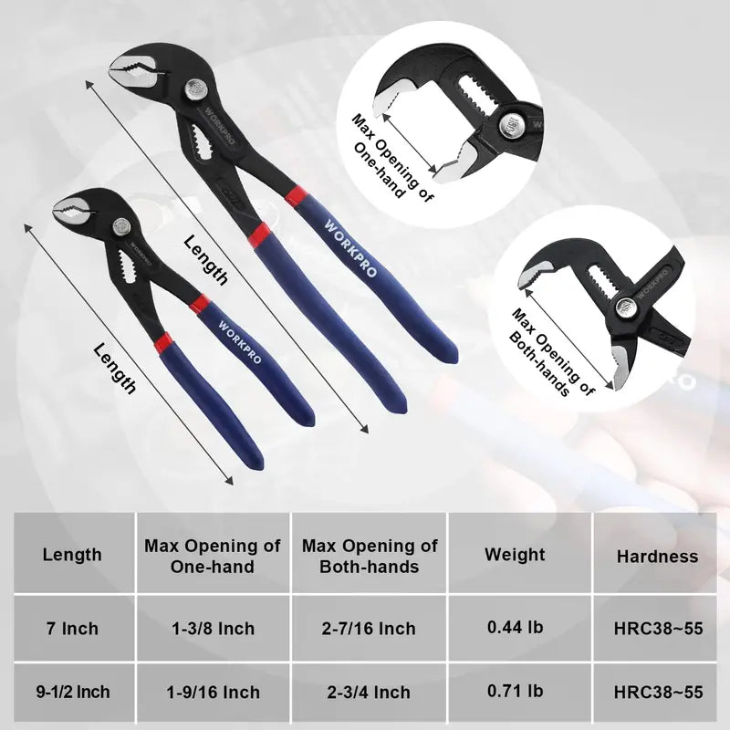 WORKPRO Groove Joint Pliers Ergonomic Comfort-Grip Design for Precision Tasks