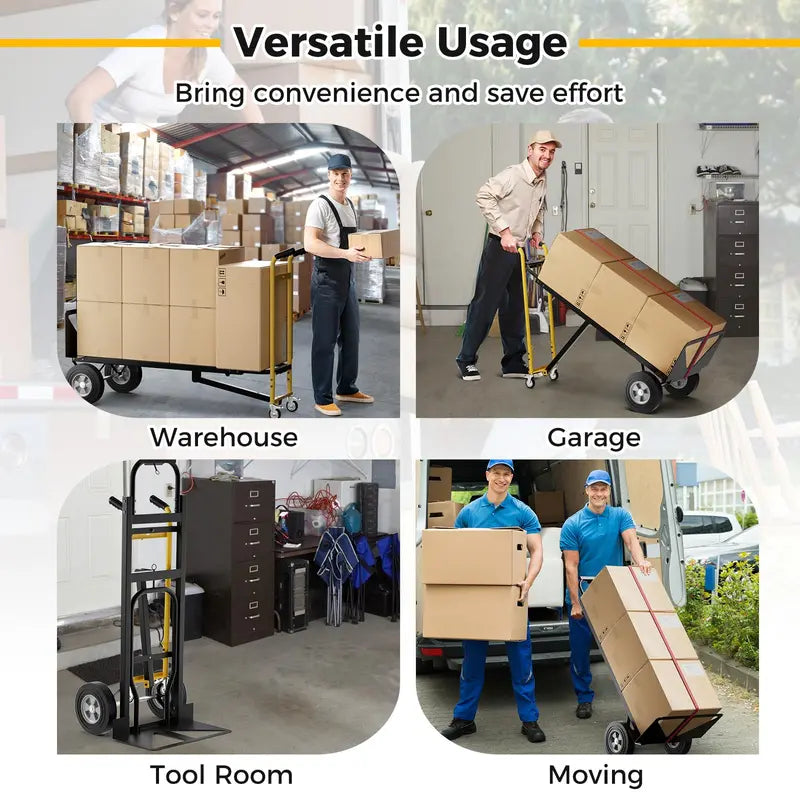 Heavy-Duty 3-in-1 Convertible Hand Truck Dolly with 1000 lb Load Capacity