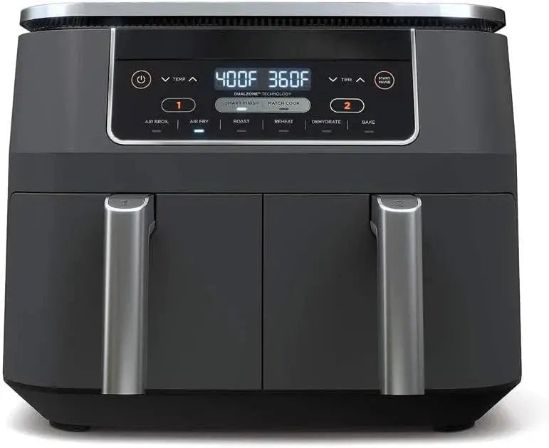 10-Quart Dual-Zone Air Fryer with Two Independent Baskets 6-in-1 Smart Cooking Functions Including Roast, Broil, and Dehydrate
