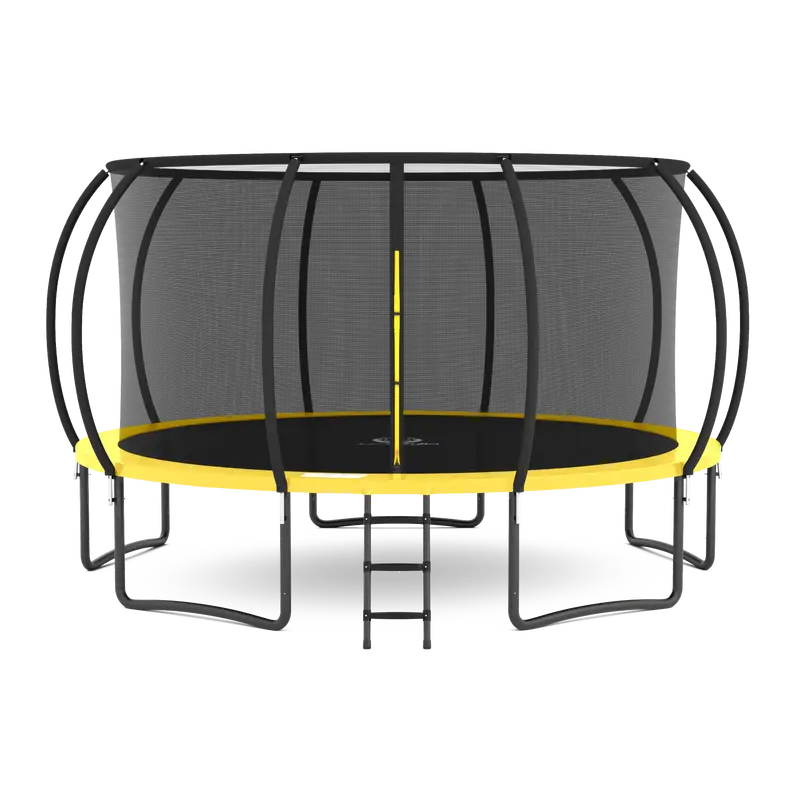 Jumpzylla 16-Foot Enclosed Trampoline with Dual-Tone Safety Pad ASTM-Certified, Stable 4-Leg Design