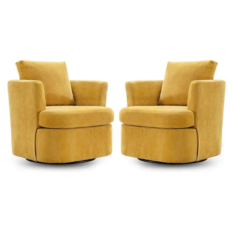 Modern Chenille Swivel Accent Chair Barrel-Style Rotating Armchair for Living Spaces