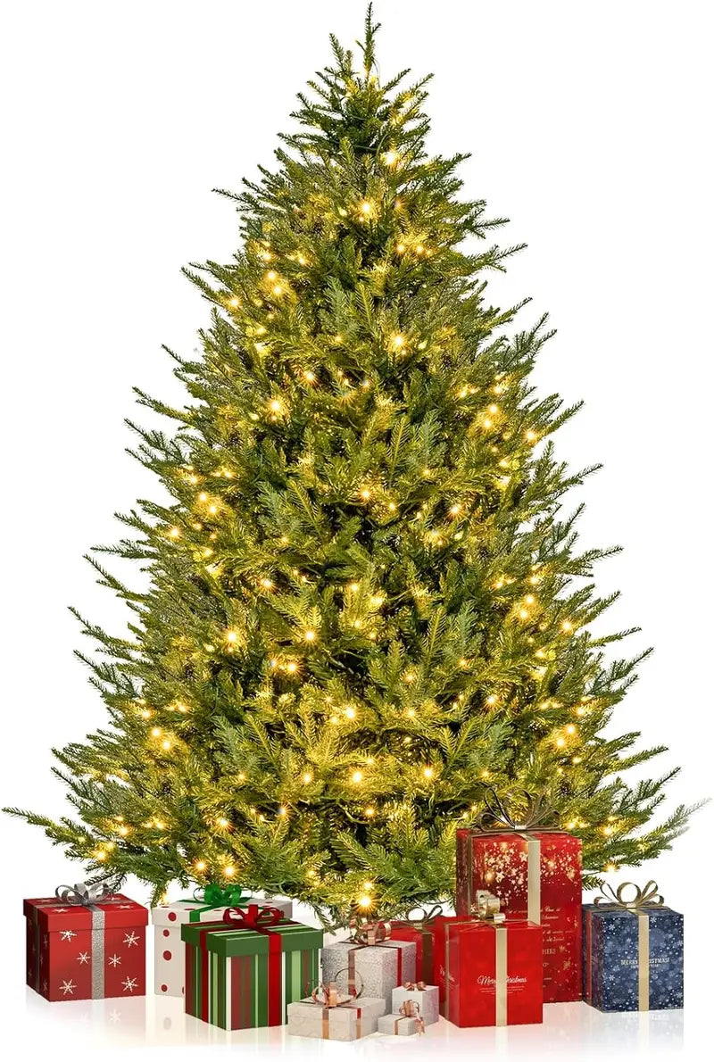 6-Foot Warm-White Pre-Lit Christmas Tree 280 LED Lights and Space-Saving Hinged Design