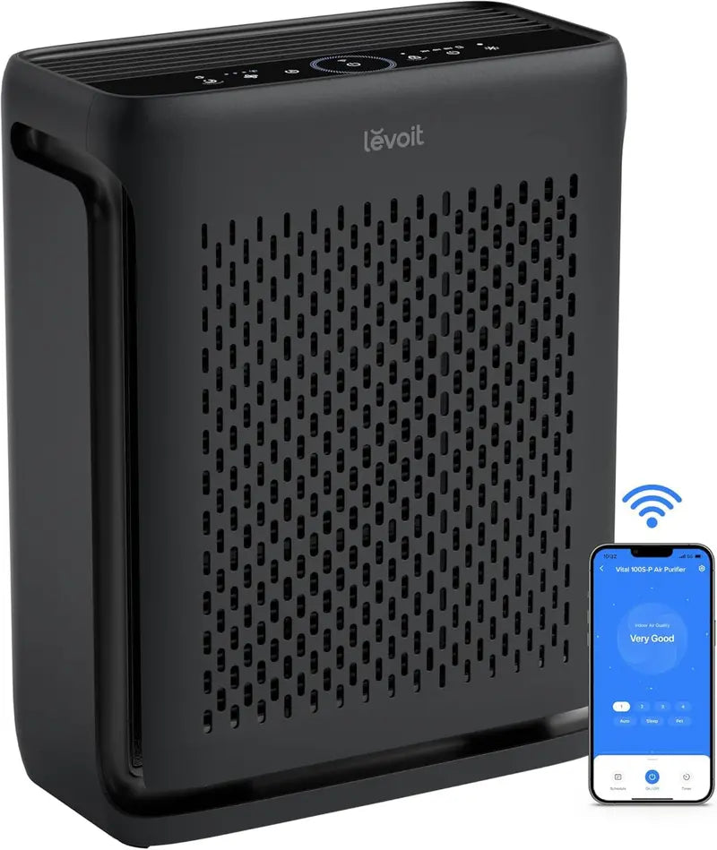 Levoit Vital 100S-P Air Purifier: AHAM-Verified, Smart WiFi, Washable Pre-Filter & Sleep Mode — Optimized for 1,073 sq. ft Bedrooms & Allergy Relief