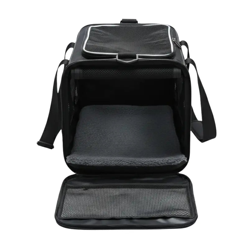 Dual-Sized Pet Carrier Bag with Fleece-Lined Bed and Rigid Base Insert