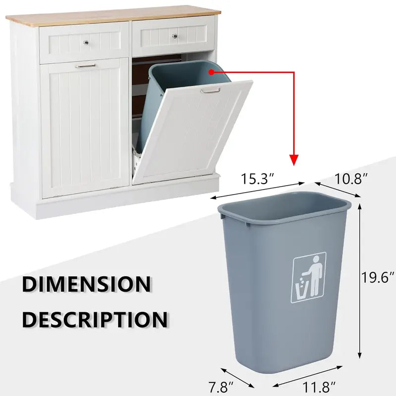 LOUVIXA Double Hidden Trash Can Cabinet Tilt-Out Organizer with Two Integrated Waste Bins