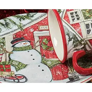Certified International Snowman’s Farmhouse 16 oz. Multi-Colored Earthenware Beverage Mug (Set of 4) 37257SET4