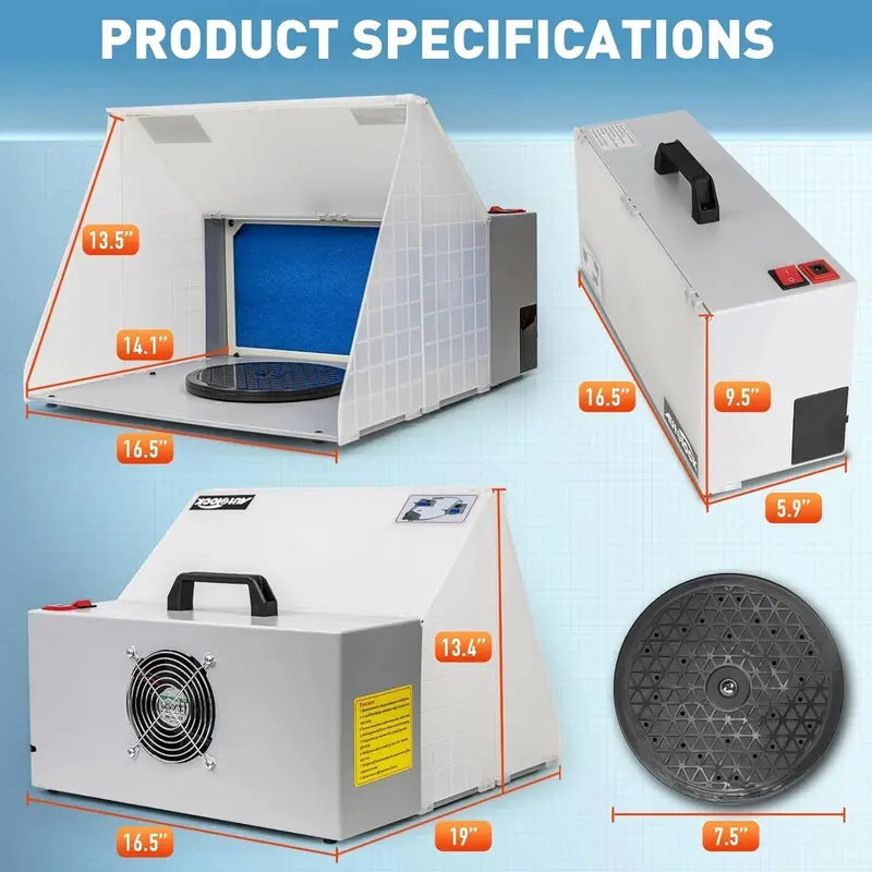 Autolock Spray Booth Kit LED-Illuminated Enclosure with Filtration System for Model Building & Craft Projects