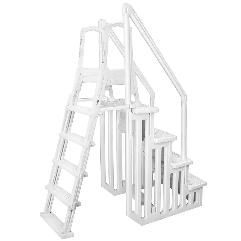 Deluxe Large Above-Ground Pool Ladder Non-Slip Entry for A-Frame Frames