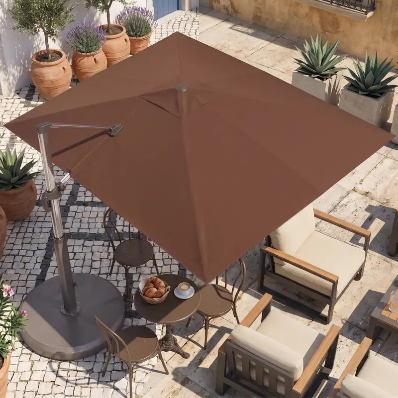9×12 ft Rotating Cantilever Umbrella with 360° Swivel Base for Patios