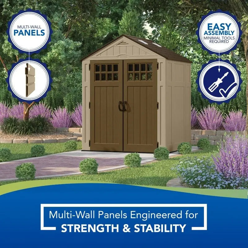 6.25′ x 5.5′ Weather-Resistant Resin Storage Shed