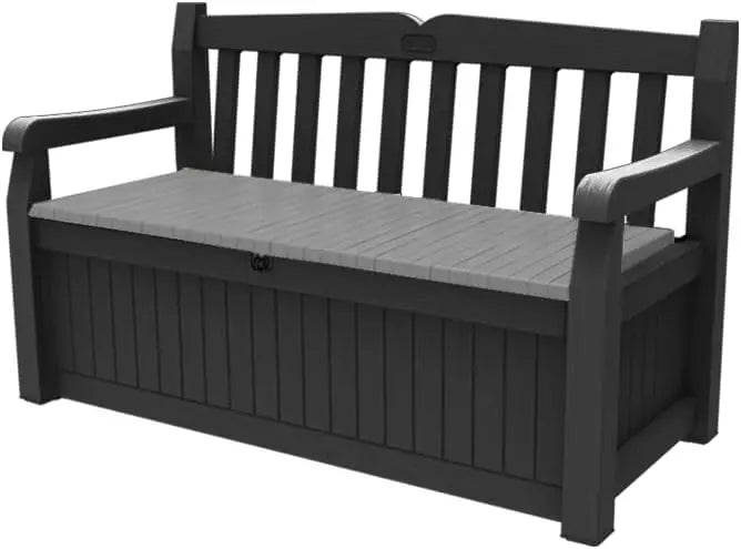 Keter Eden 265L Outdoor Storage Bench Recycled Materials, Weatherproof, Fade-Resistant, Wood-Effect Finish (Beige/Brown)