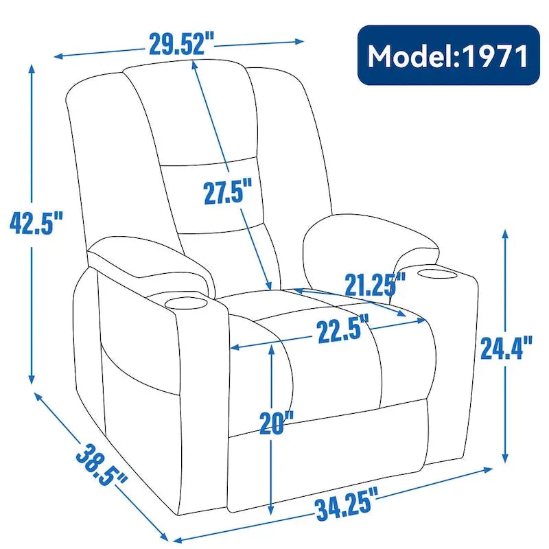 Electric Power Lift Recliner with Massage, Heat, USB-C Ports, and Dual Steel Cup Holders