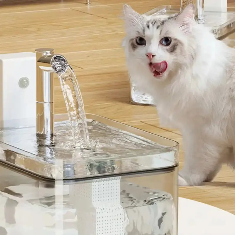 Wireless Rechargeable Cat Fountain 1.5L Motion-Activated Design with Quiet Pump & Filter for Small Pets