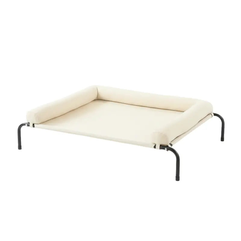 Elevated Dog Cot with Breathable Mesh Center, Detachable Pillow, and Reinforced Frame