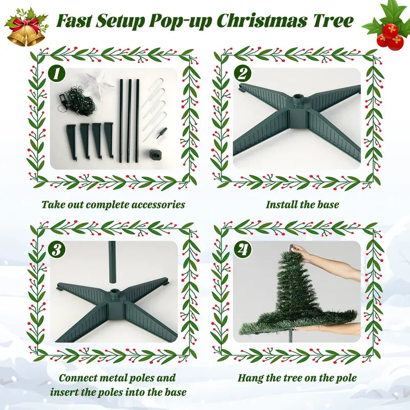 6-Foot Pop-Up Christmas Tree Collapsible Pre-Lit Xmas Tree with 282 RGB LED Lights