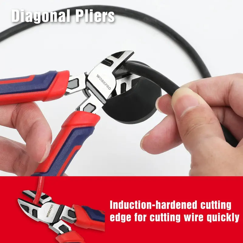 WORKPRO Premium CR-V Pliers Set 4-Piece Durable Construction Tool Collection