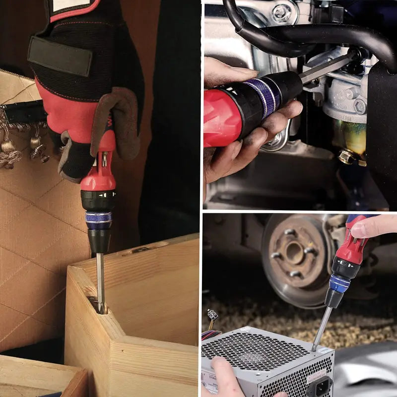 WORKPRO 12-in-1 Ratcheting Multi-Bit Screwdriver with Quick-Load Mechanism