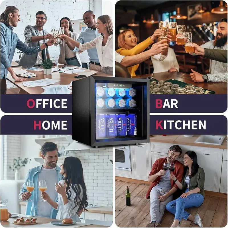 126-Can Beverage Refrigerator Cooler Glass-Door Mini Fridge for Soda, Beer & Wine Silver with Adjustable Shelves