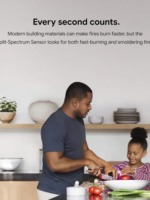 Nest Protect Battery-Powered Smoke and CO Alarm Smart Detection, Voice Alerts, and Sleek White Design