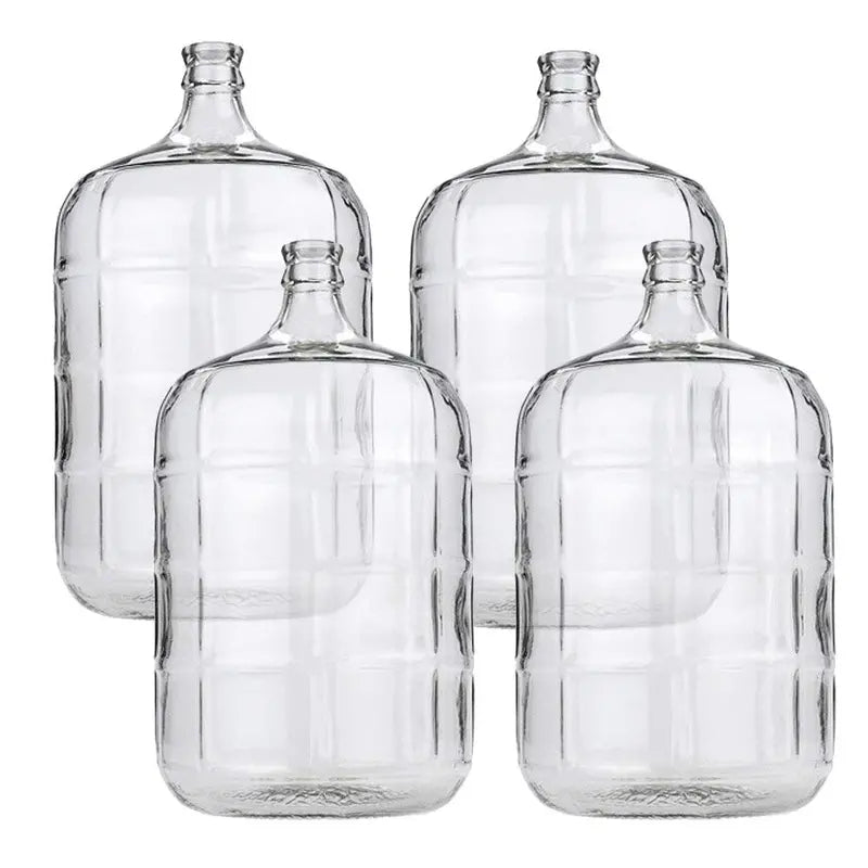 Set of Four 5-Gallon Glass Carboys Ideal for Home Brewing Beer, Wine, or Cider Making