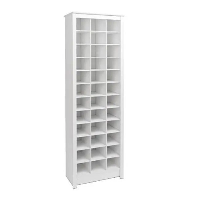 White 36-Pair Freestanding Shoe Rack Space-Saving Vertical Organizer