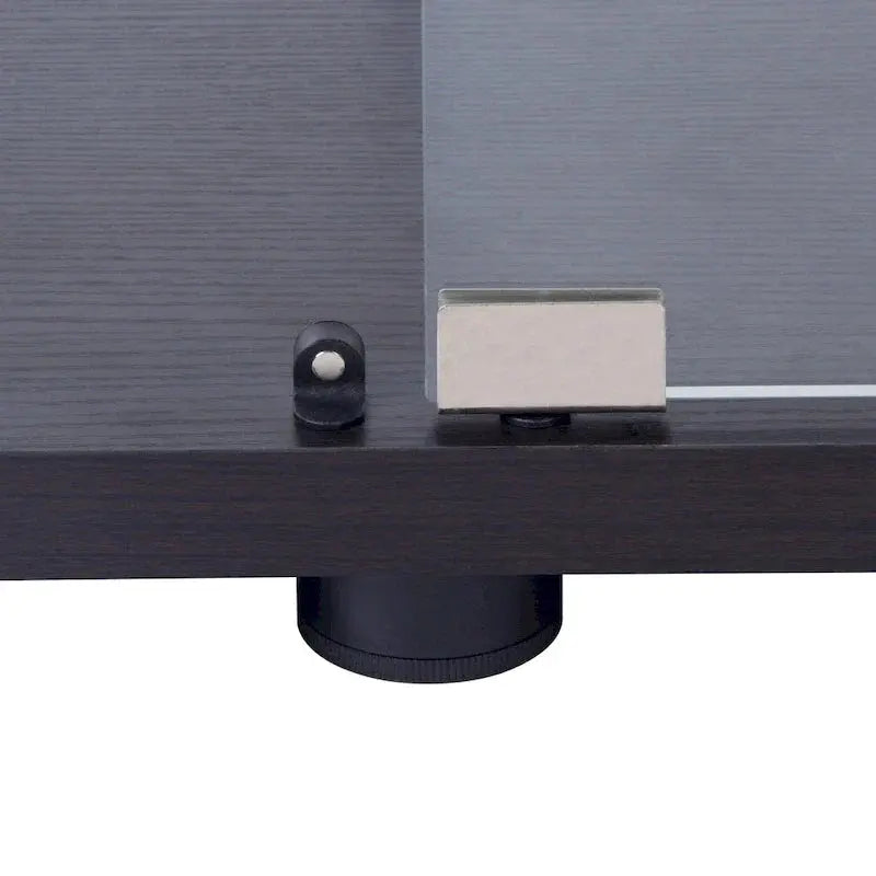 Lighted Double-Door Glass Display Cabinet Black Finish with Four Adjustable Shelves