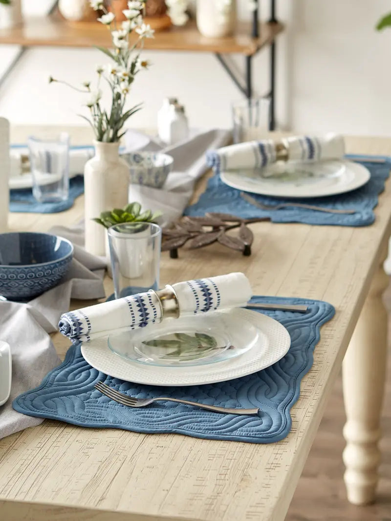 French Blue Quilted Farmhouse Placemat (Set of 6)