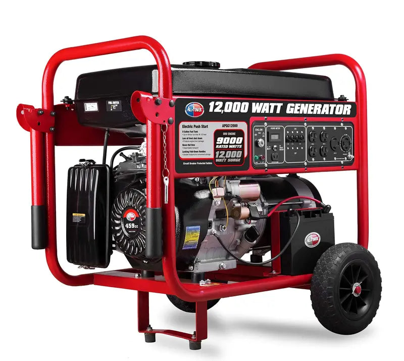 All Power APGG12000 12,000W Portable Gas Generator Electric Start, Wheel Kit Included
