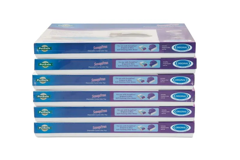 ScoopFree Complete Blue Crystal Litter Tray Refills 6-Pack Disposable Trays with Leak-Proof Design and Low-Tracking Formula