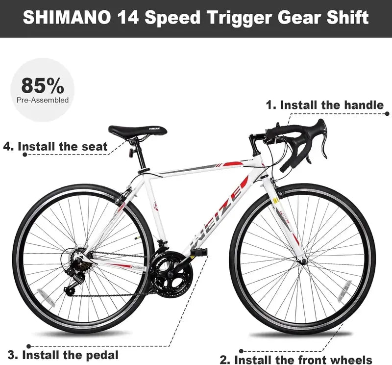 WEIZE 700C Road Bike Shimano 14-Speed Commuter Bicycle with Drop Handlebars for Urban Riding