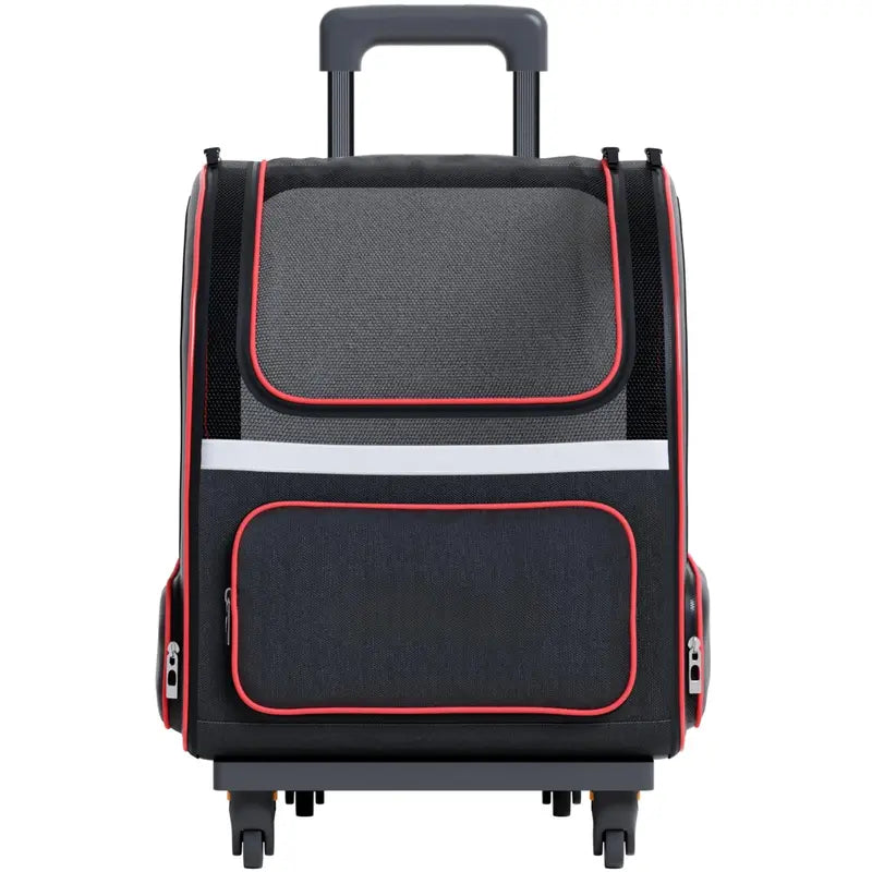 Convertible Pet Backpack with Telescopic Handle and Detachable Wheels for On-the-Go Adventures