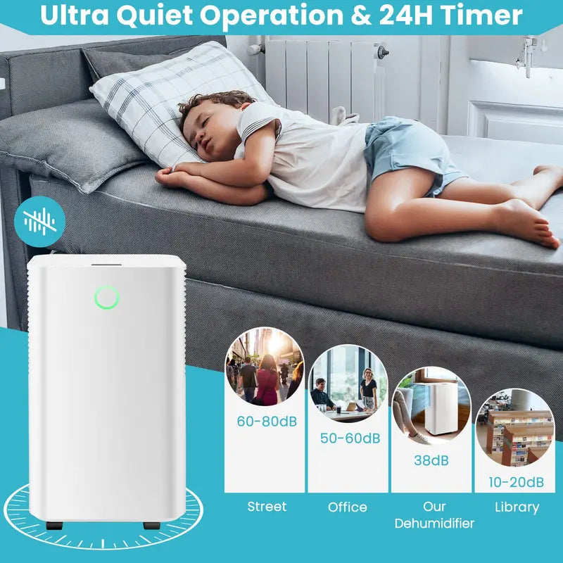 2000 Sq. Ft Smart Dehumidifier with Touch Control Panel, 3 Operating Modes