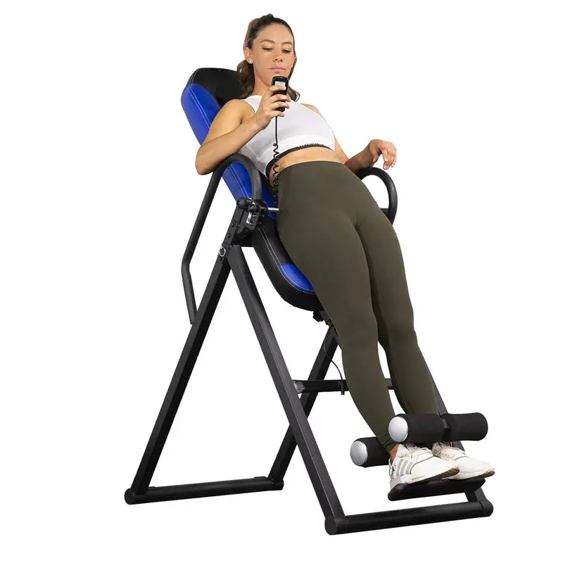 Heated Inversion Table Gravity-Based Back Stretching System for Pain Relief and Spinal Decompression