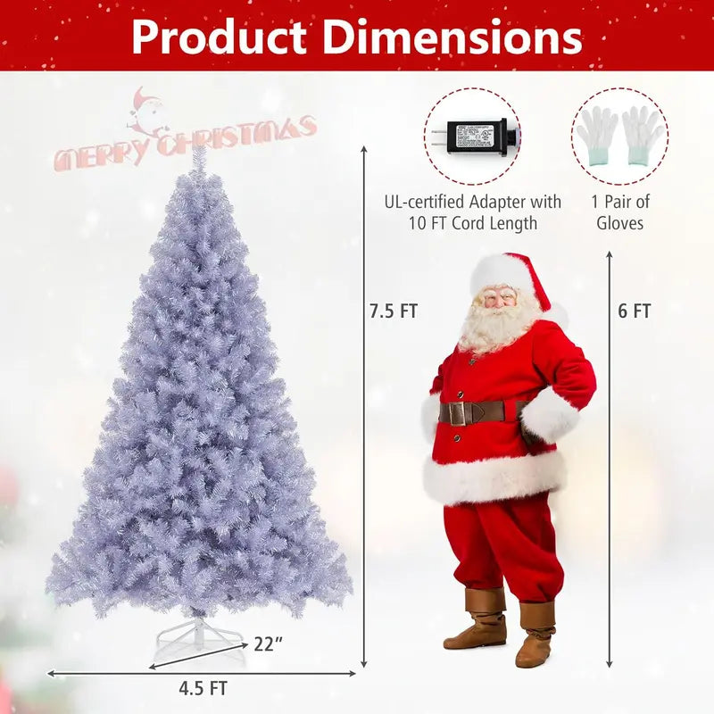 6-Foot or 7.5-Foot Pre-Lit Tinsel Christmas Tree with Warm White LED Illumination