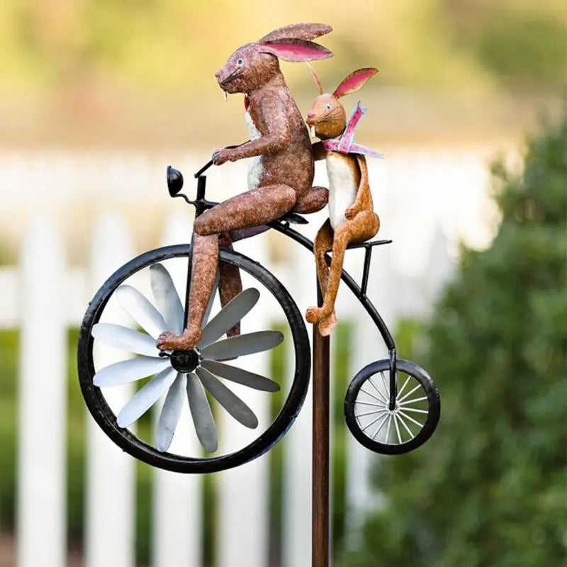 Whimsical Animal-Themed Bicycle Windmill Garden Spinner