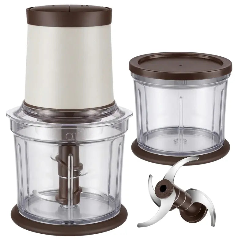 Dual 4-Cup Electric Food Processor with 2-Speed Operation and Compact Footprint